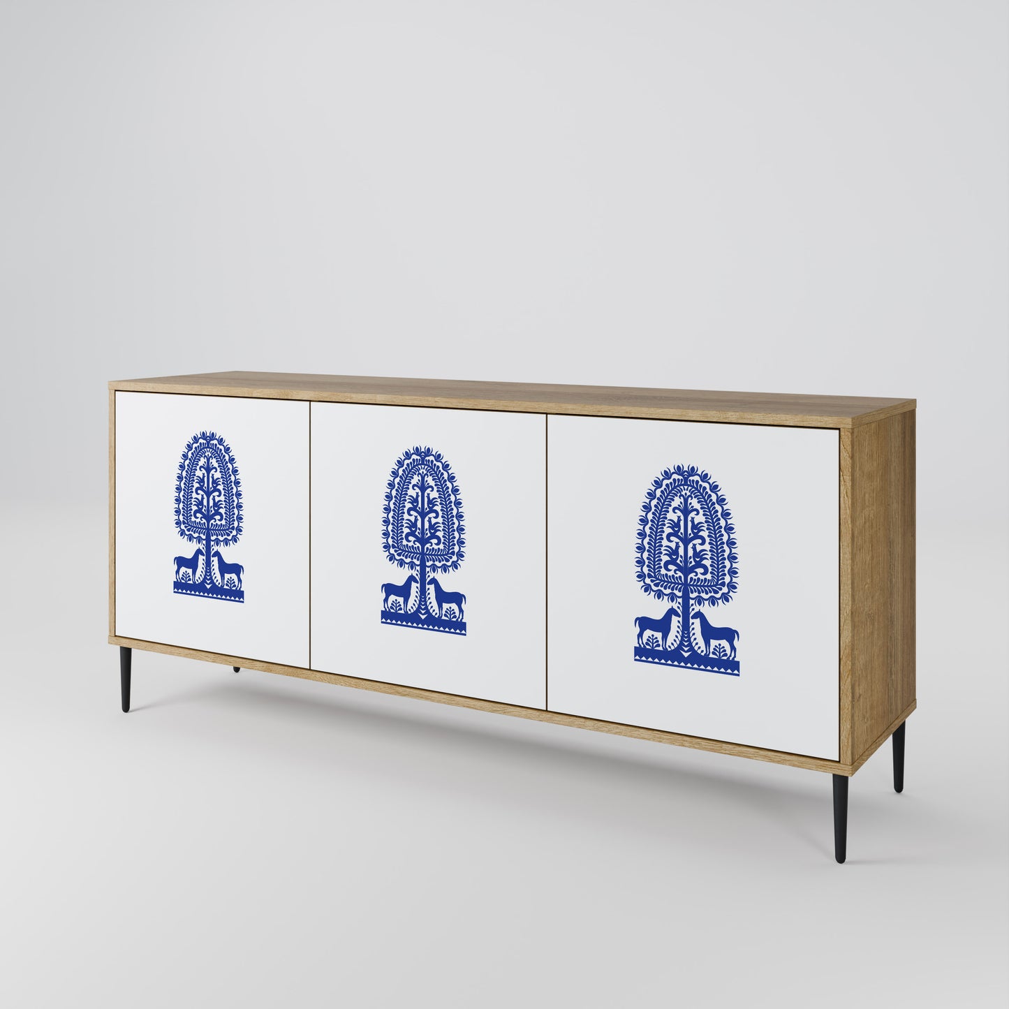 POLISH FOLK ART Třídveřová komoda