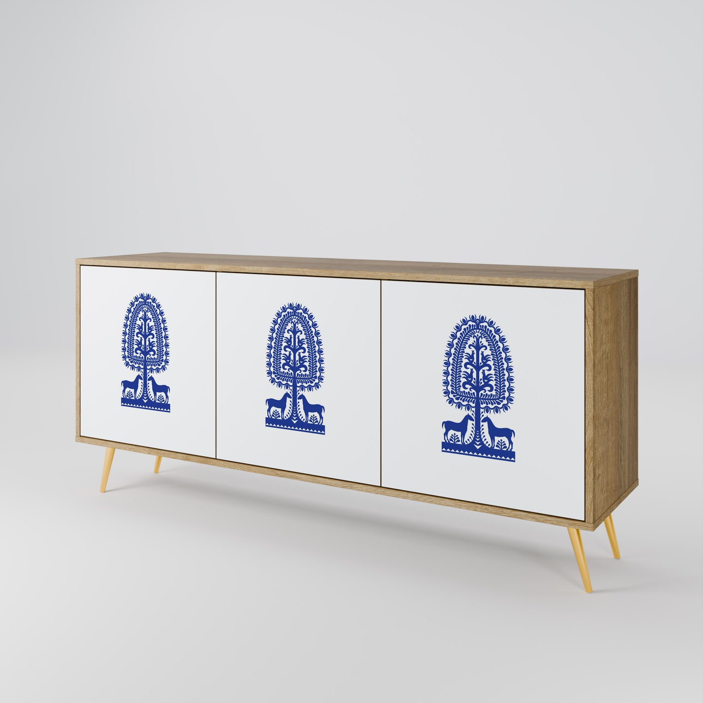 POLISH FOLK ART Třídveřová komoda