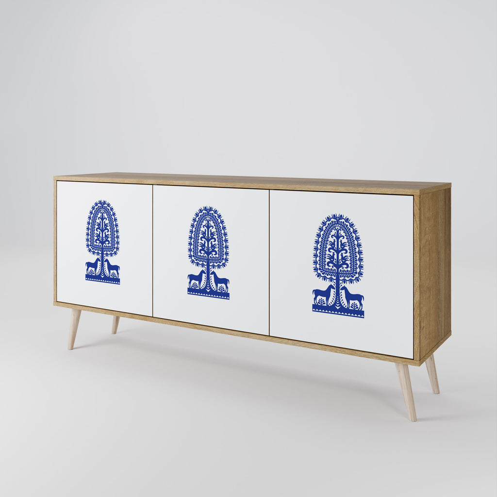 POLISH FOLK ART Aparador de 3 Puertas