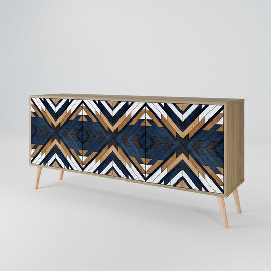 Credenza a 3 ante ARTFUL GEOMETRY in effetto rovere