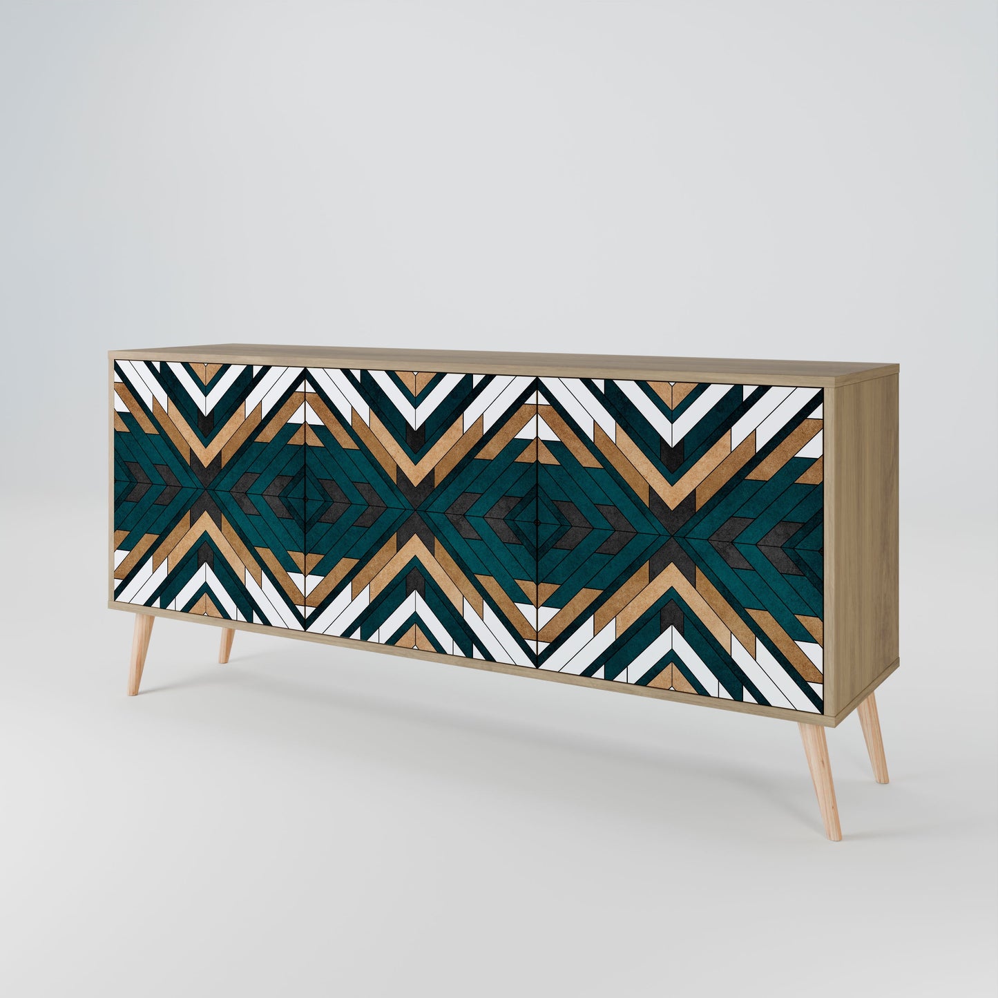 Credenza ARTISTIC GEOMETRY a 3 ante in effetto rovere