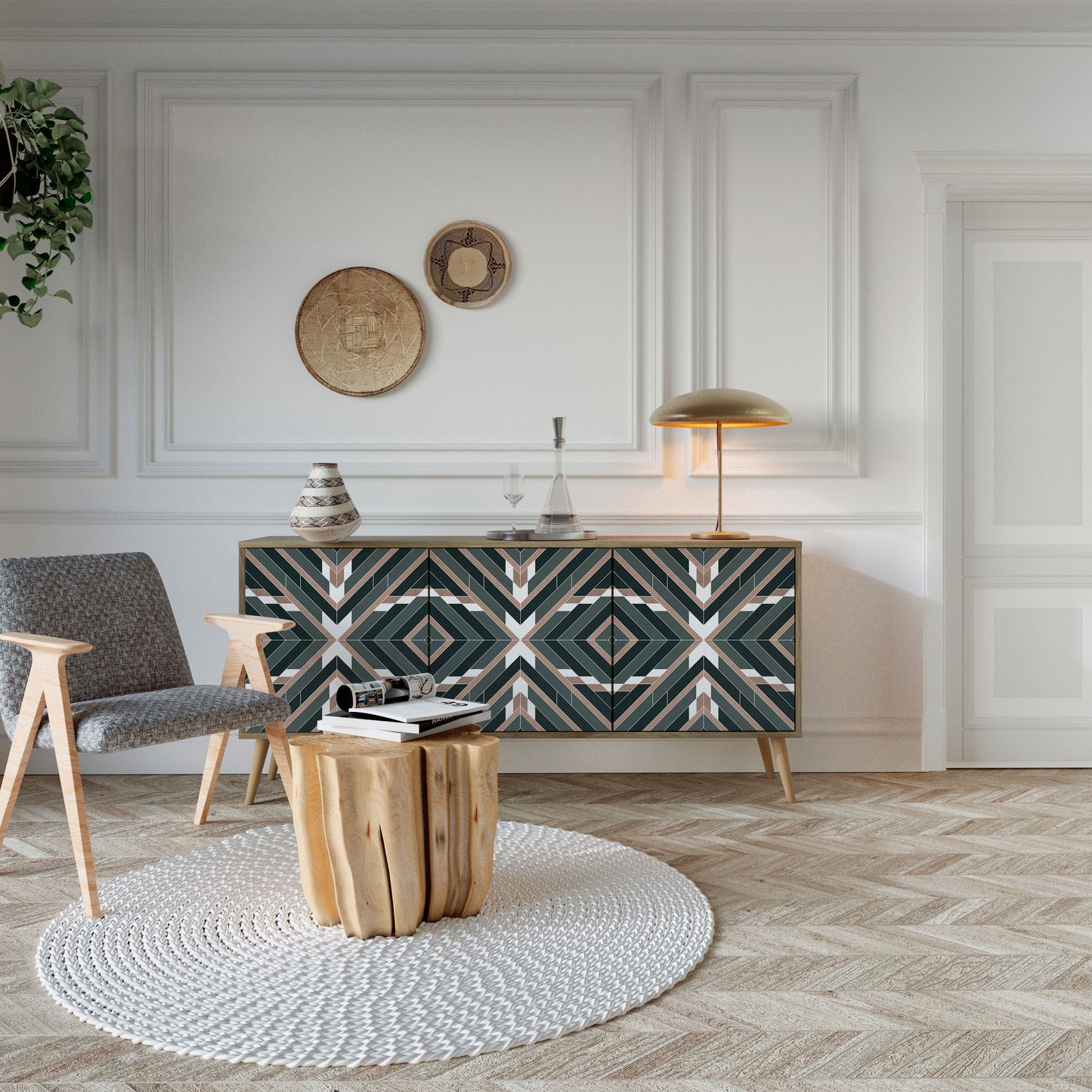 Credenza DIMENSION DELIGHTS a 3 ante in effetto rovere