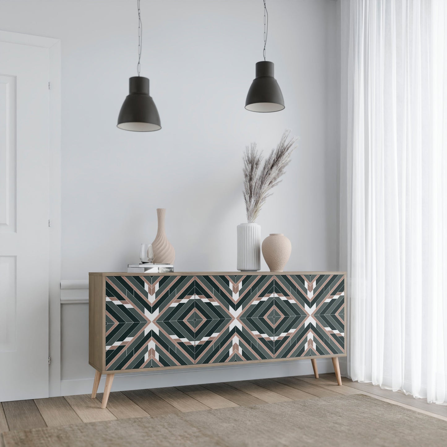 Credenza DIMENSION DELIGHTS a 3 ante in effetto rovere