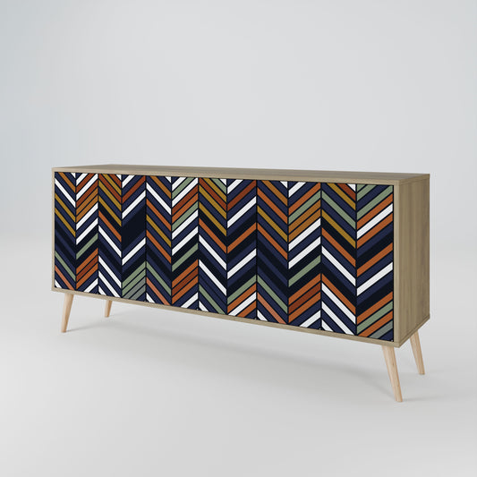 Credenza VIBRANT PATCHWORK a 3 ante in effetto rovere