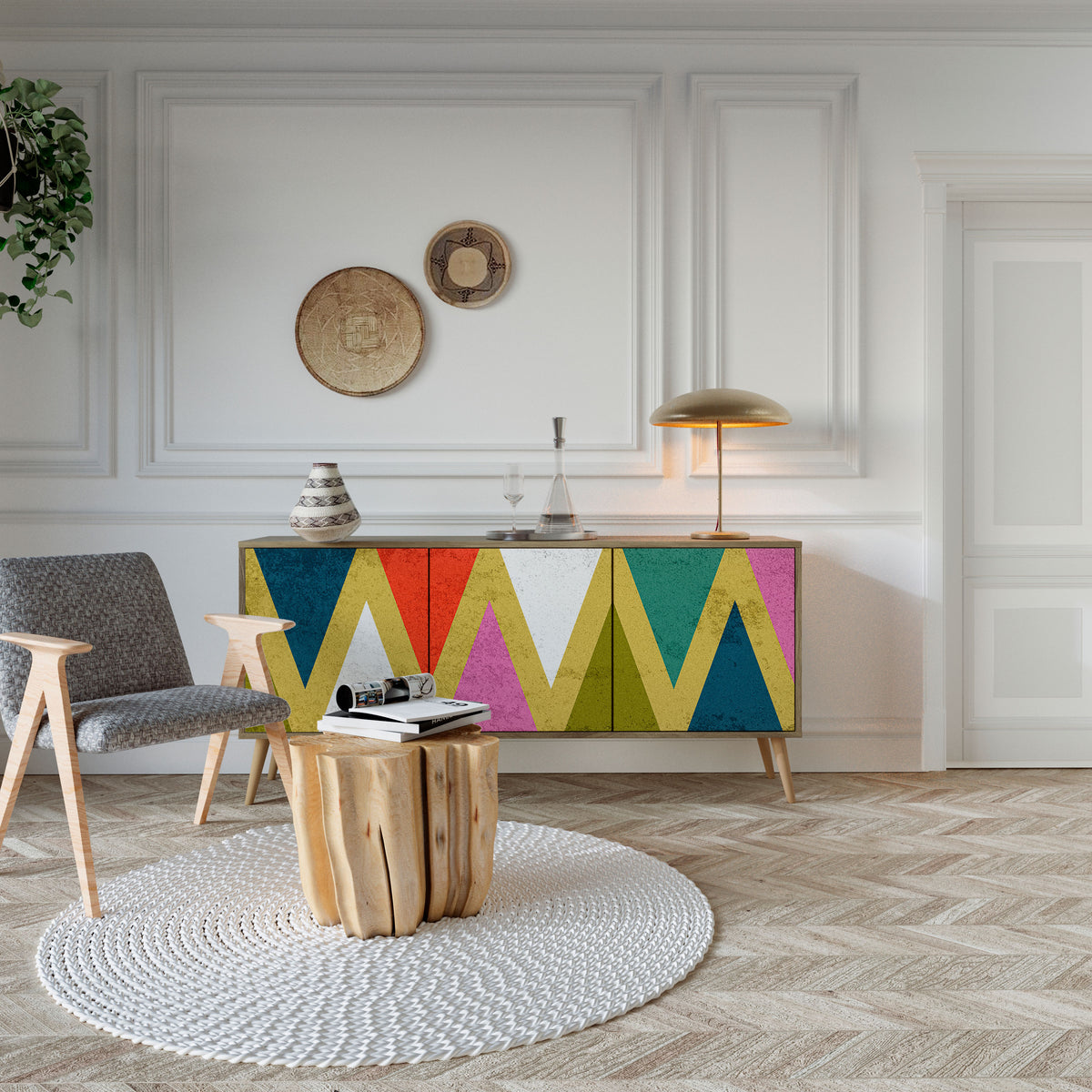 COLORFUL TRIANGLES 3-türiges Sideboard