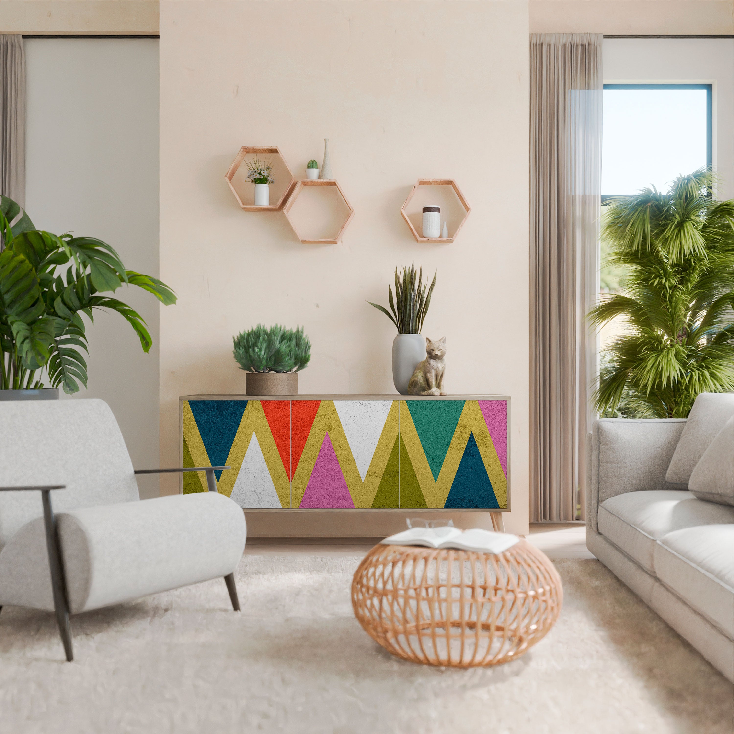 COLORFUL TRIANGLES Μπουφές 3-θυρών