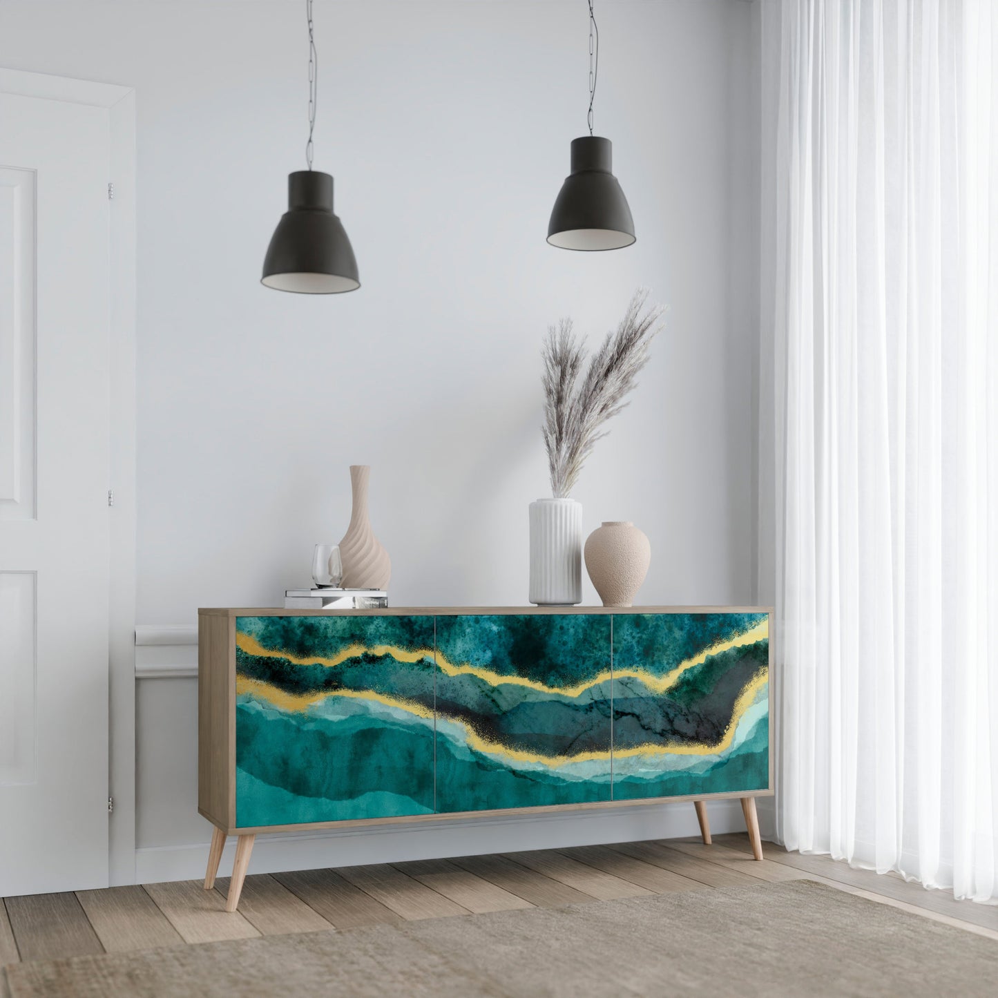 Credenza a 3 ante GOLDRUSH ODYSSEY in effetto rovere