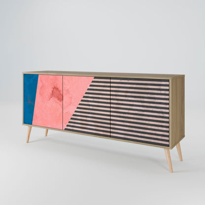 Credenza GLAMOROUS STRIPE a 3 ante in effetto rovere