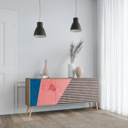 Credenza GLAMOROUS STRIPE a 3 ante in effetto rovere