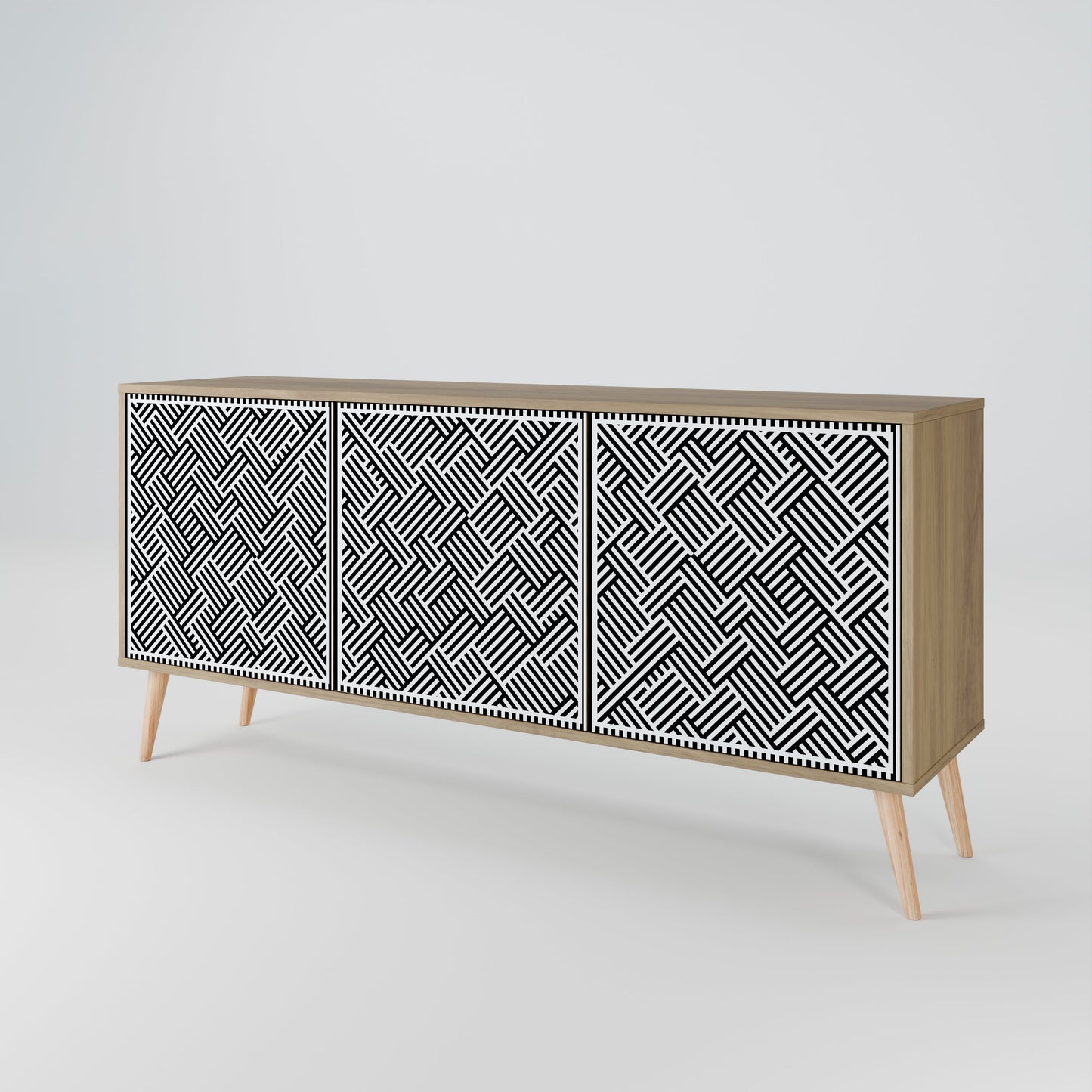 Credenza a 3 ante TEMPORARY SEQUENCE in effetto rovere