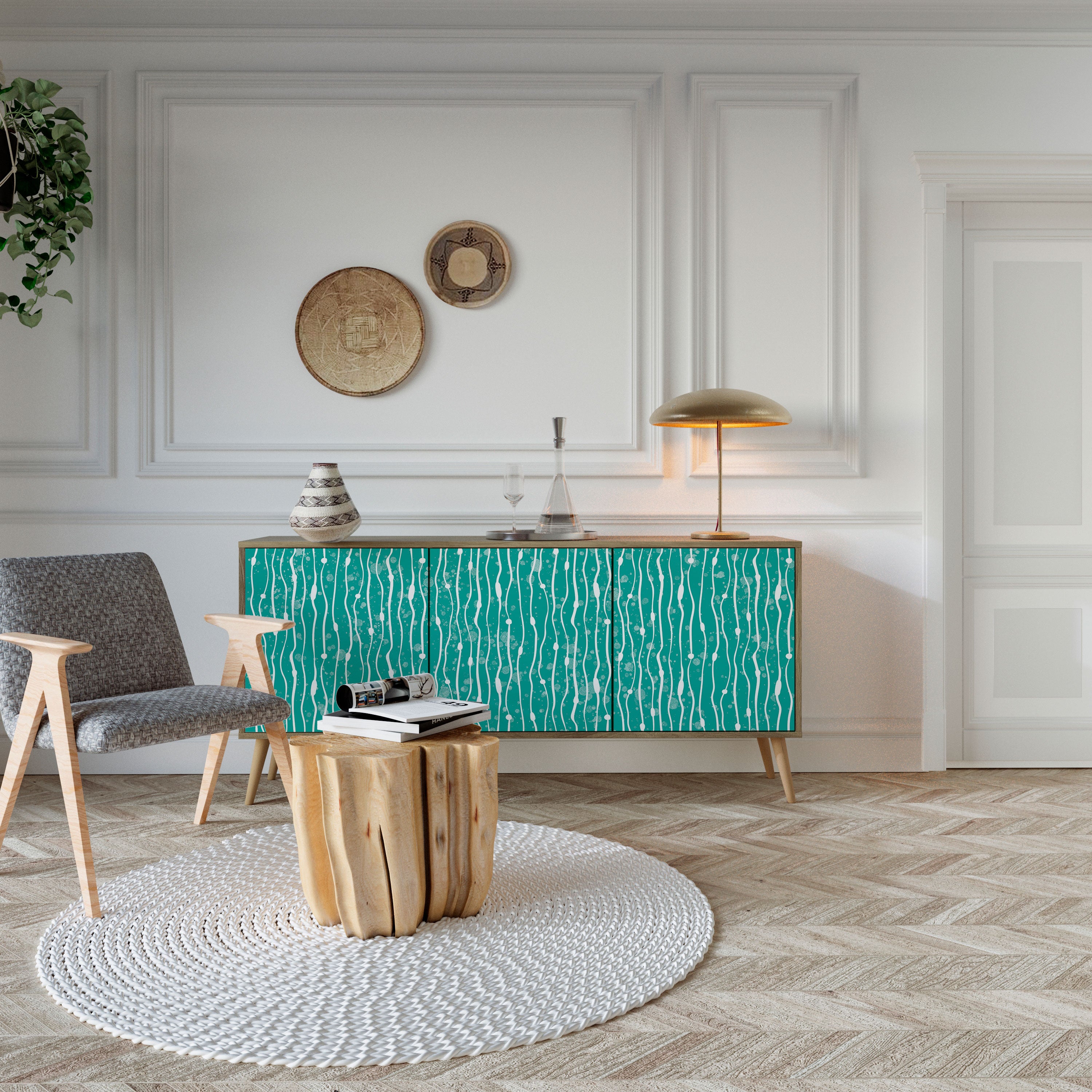 TURQUOISE RAIN 3-Door Sideboard