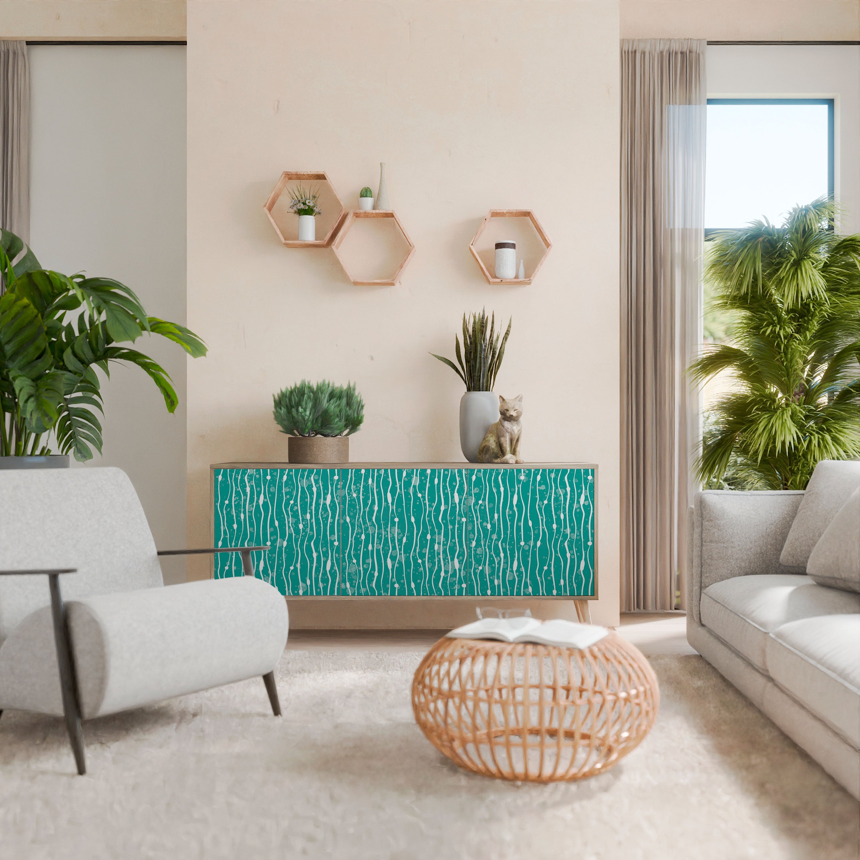 TURQUOISE RAIN 3-Door Sideboard