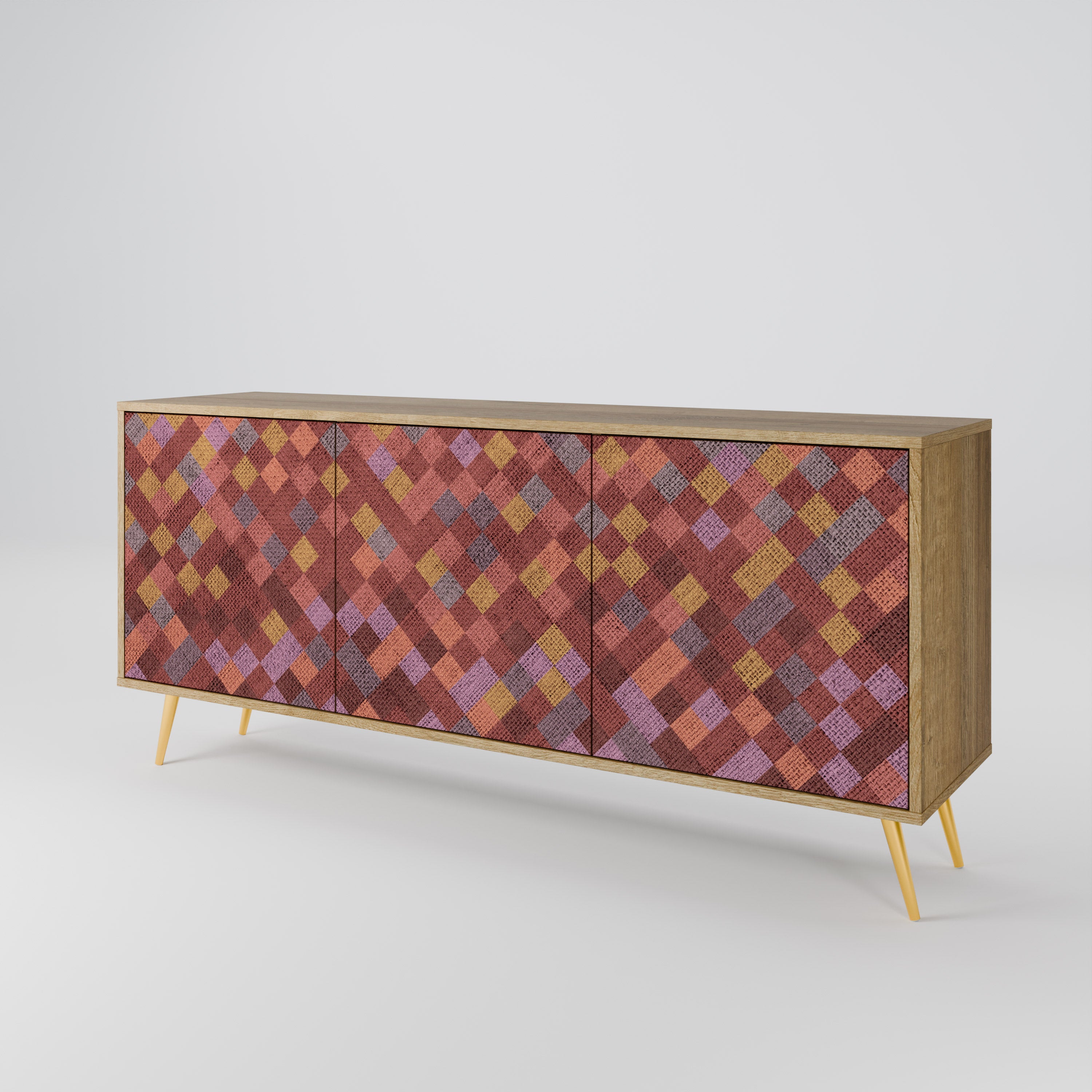 PAINTED SQUARES 3-Door Sideboard