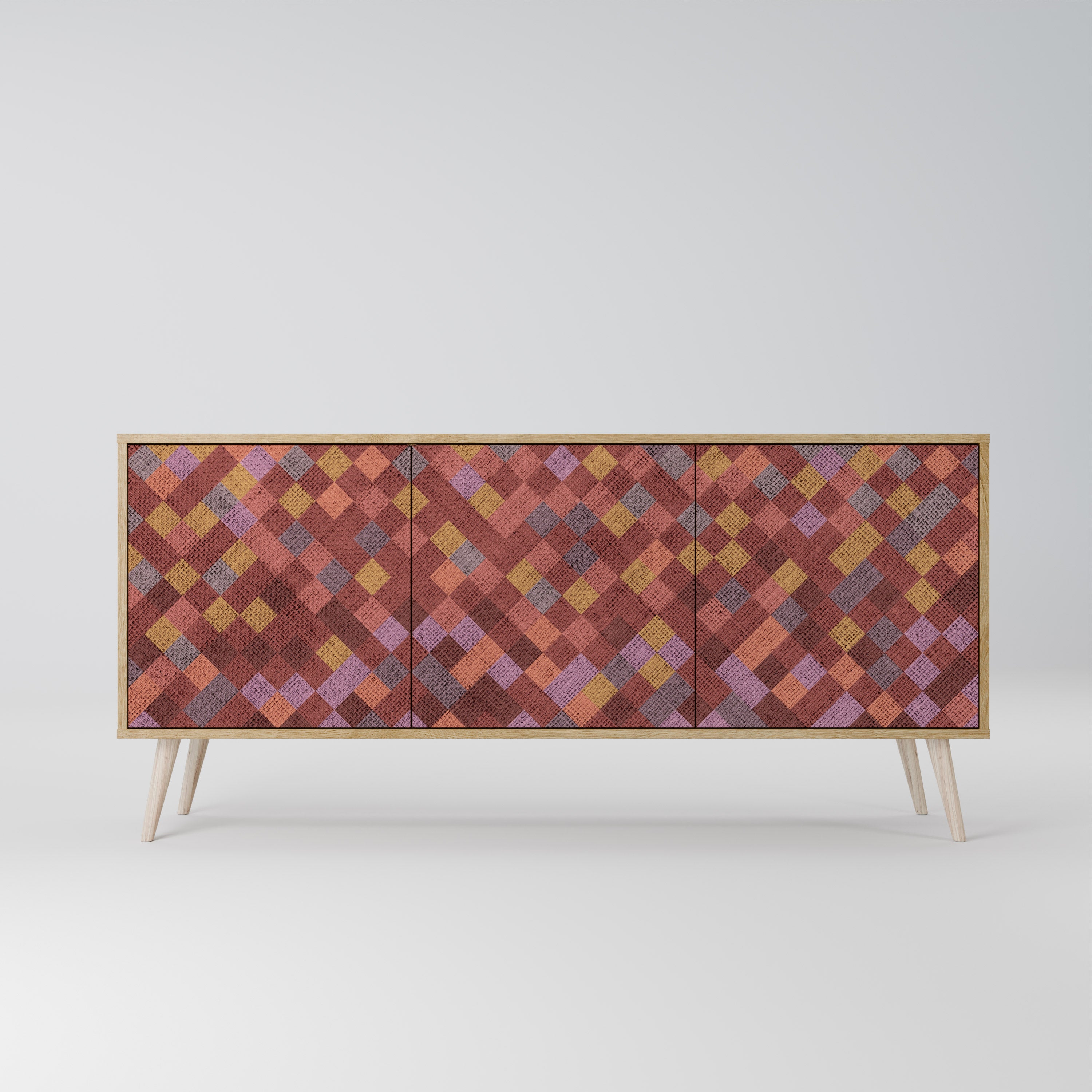 PAINTED SQUARES 3-Door Sideboard