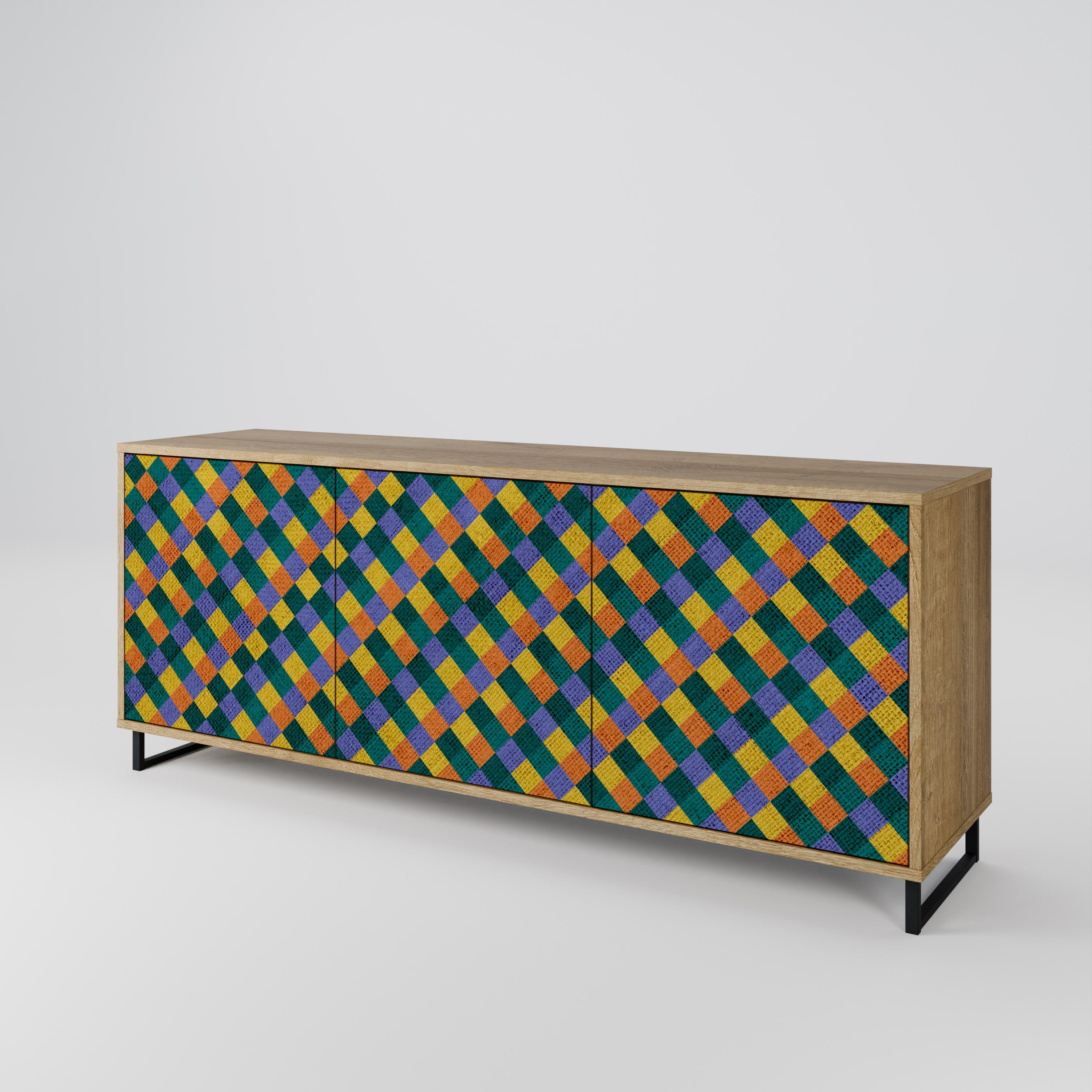 PAINTED SQUARES MIX 3-Door Sideboard