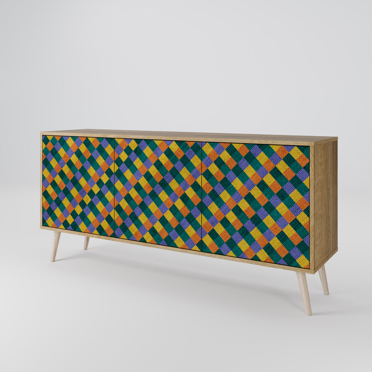 PAINTED SQUARES MIX 3-türiges Sideboard