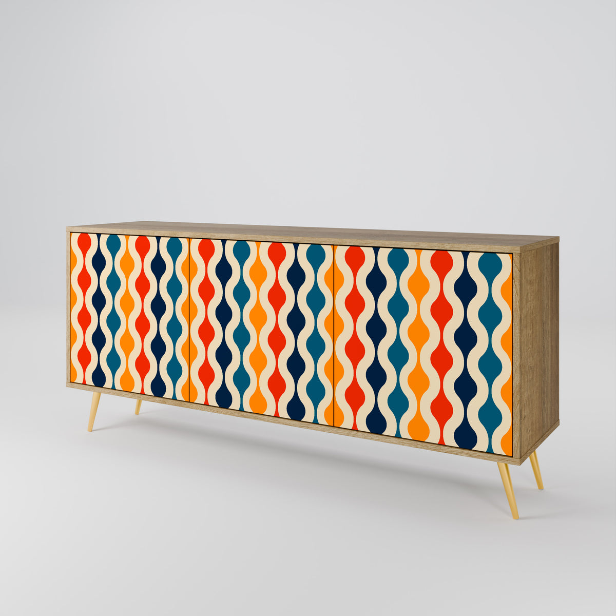 COLORFUL NOSTALGIA Skänk med tre dörrar