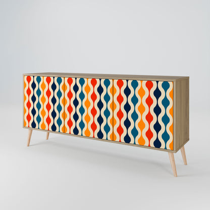 Credenza a 3 ante COLORFUL NOSTALGIA in effetto rovere