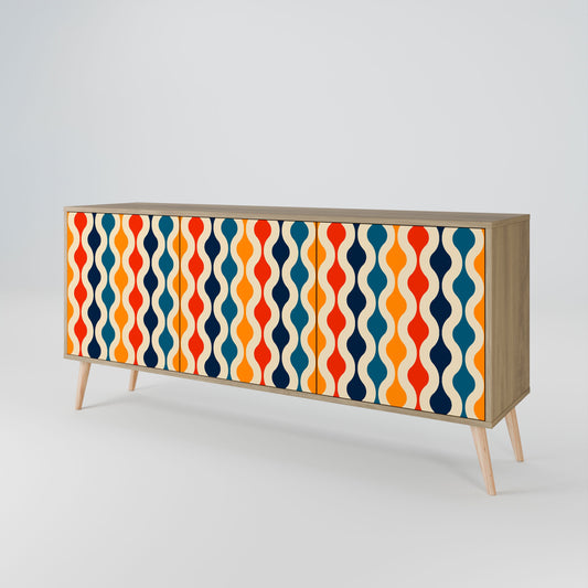 Credenza a 3 ante COLORFUL NOSTALGIA in effetto rovere