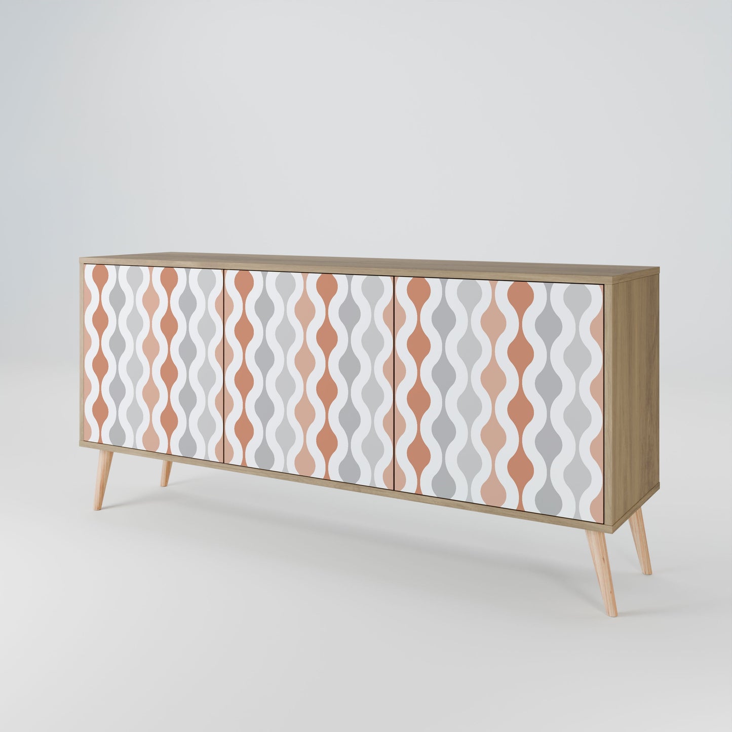 Credenza HAZY NOSTALGIA a 3 ante in effetto rovere