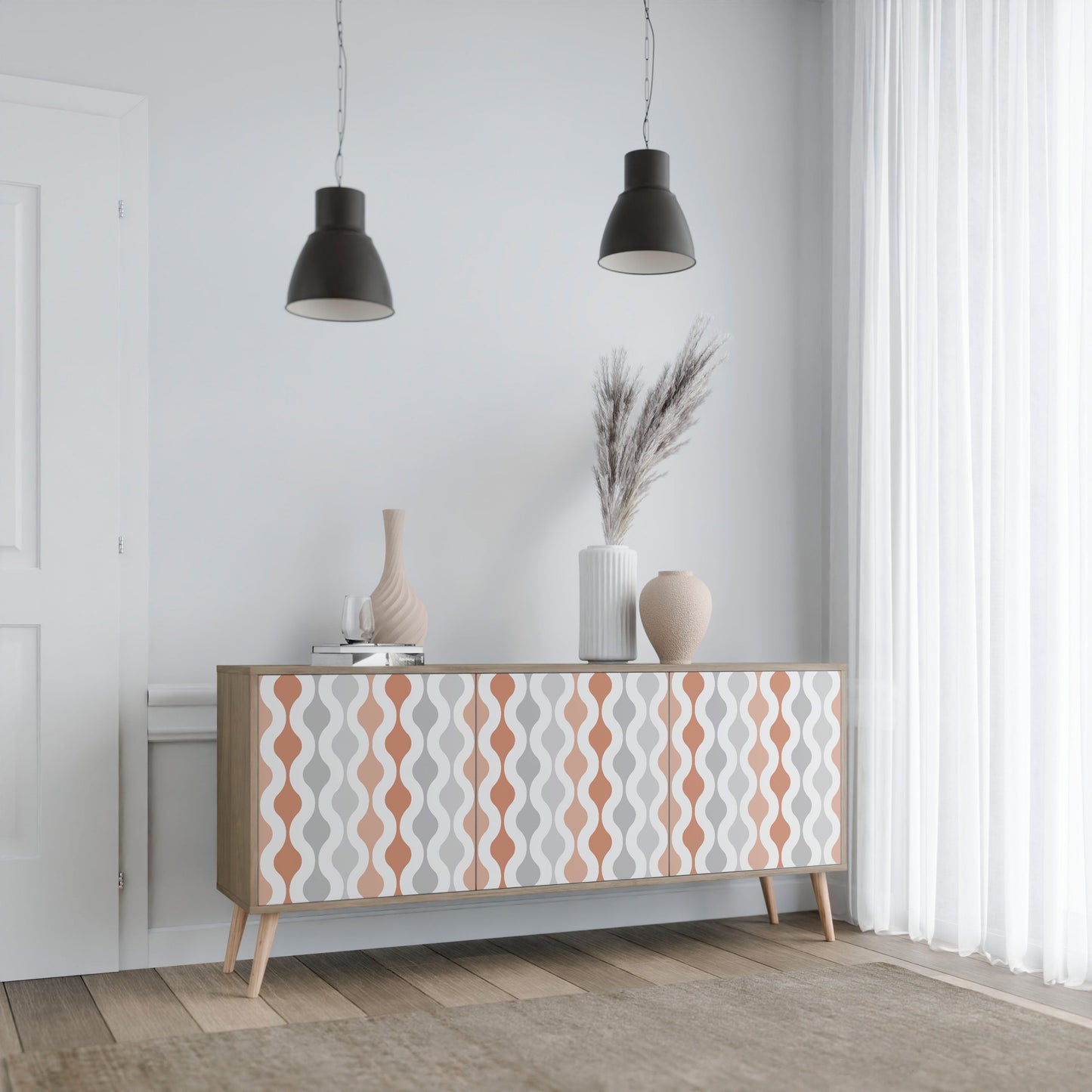 Credenza HAZY NOSTALGIA a 3 ante in effetto rovere