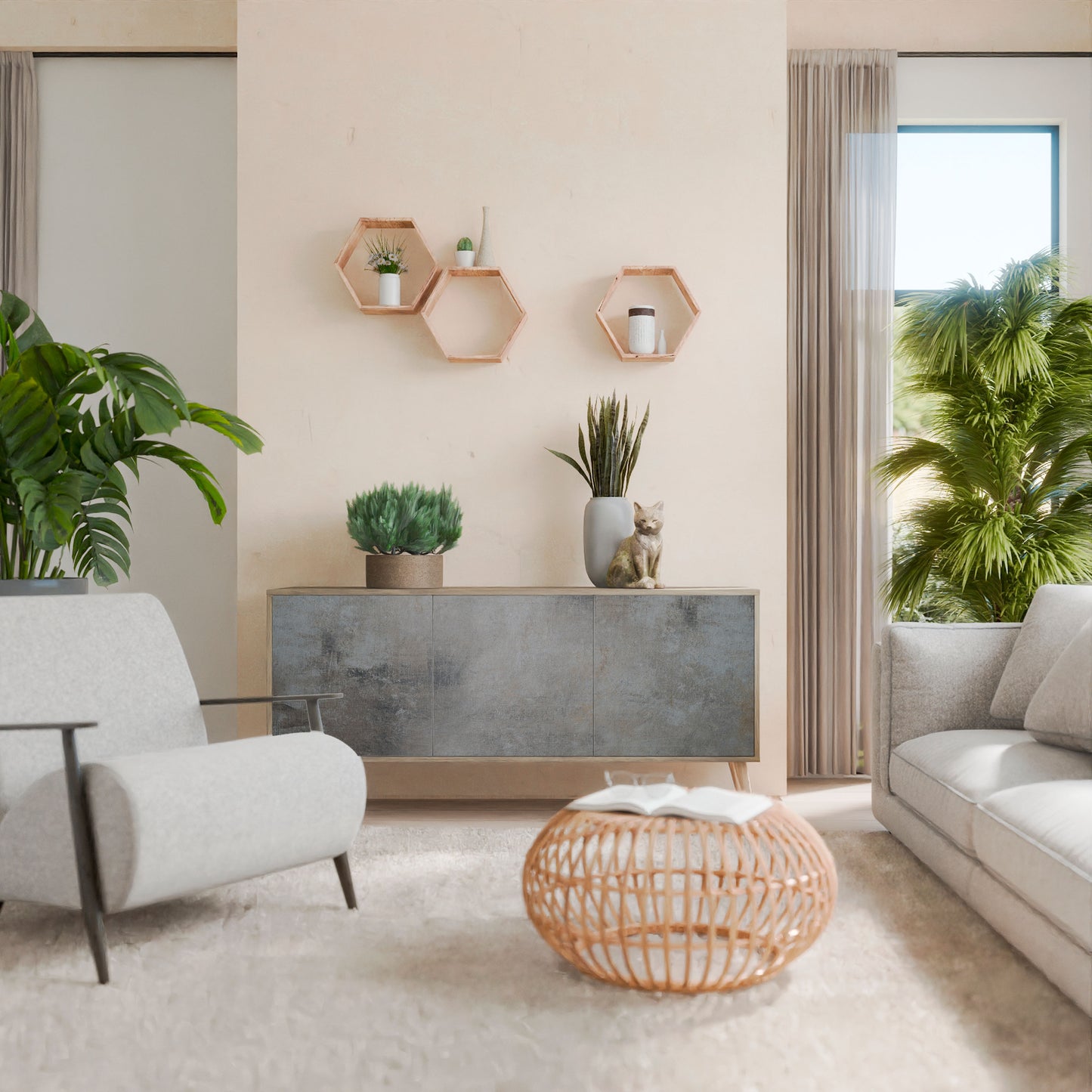 CONCRETE WALL 3-Door Sideboard