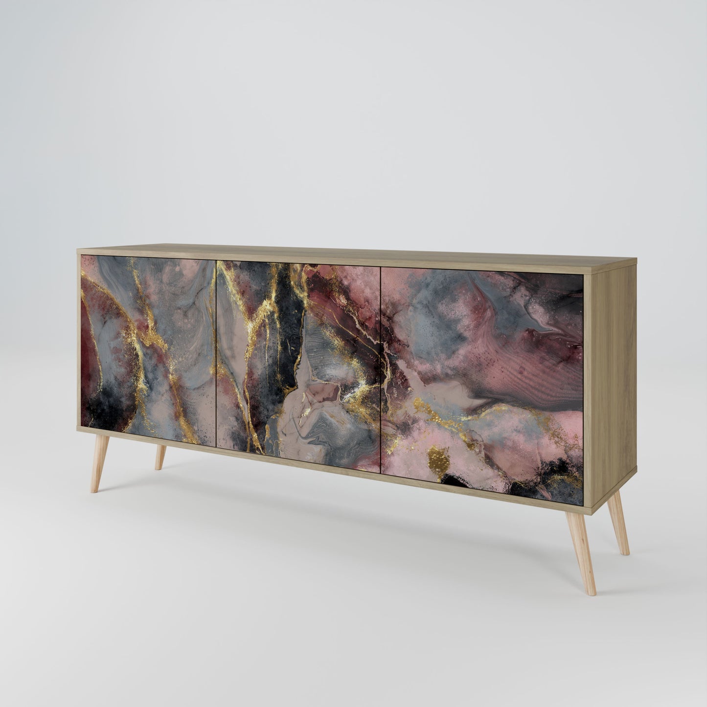 Credenza a 3 ante GOLDEN TIDES in effetto rovere