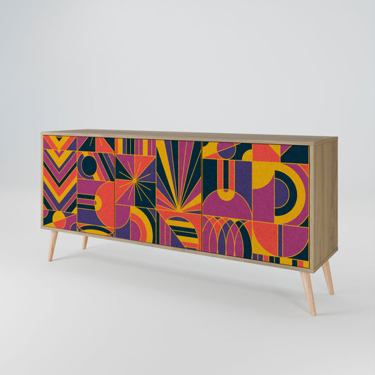 Credenza ELECTRIC PATTERNS a 3 ante in effetto rovere