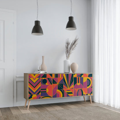 Credenza ELECTRIC PATTERNS a 3 ante in effetto rovere