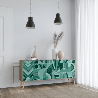 Credenza a 3 ante HARMONIC GRID in effetto rovere