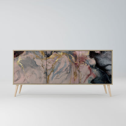 Credenza a 3 ante GILDED SWIRLS in effetto rovere