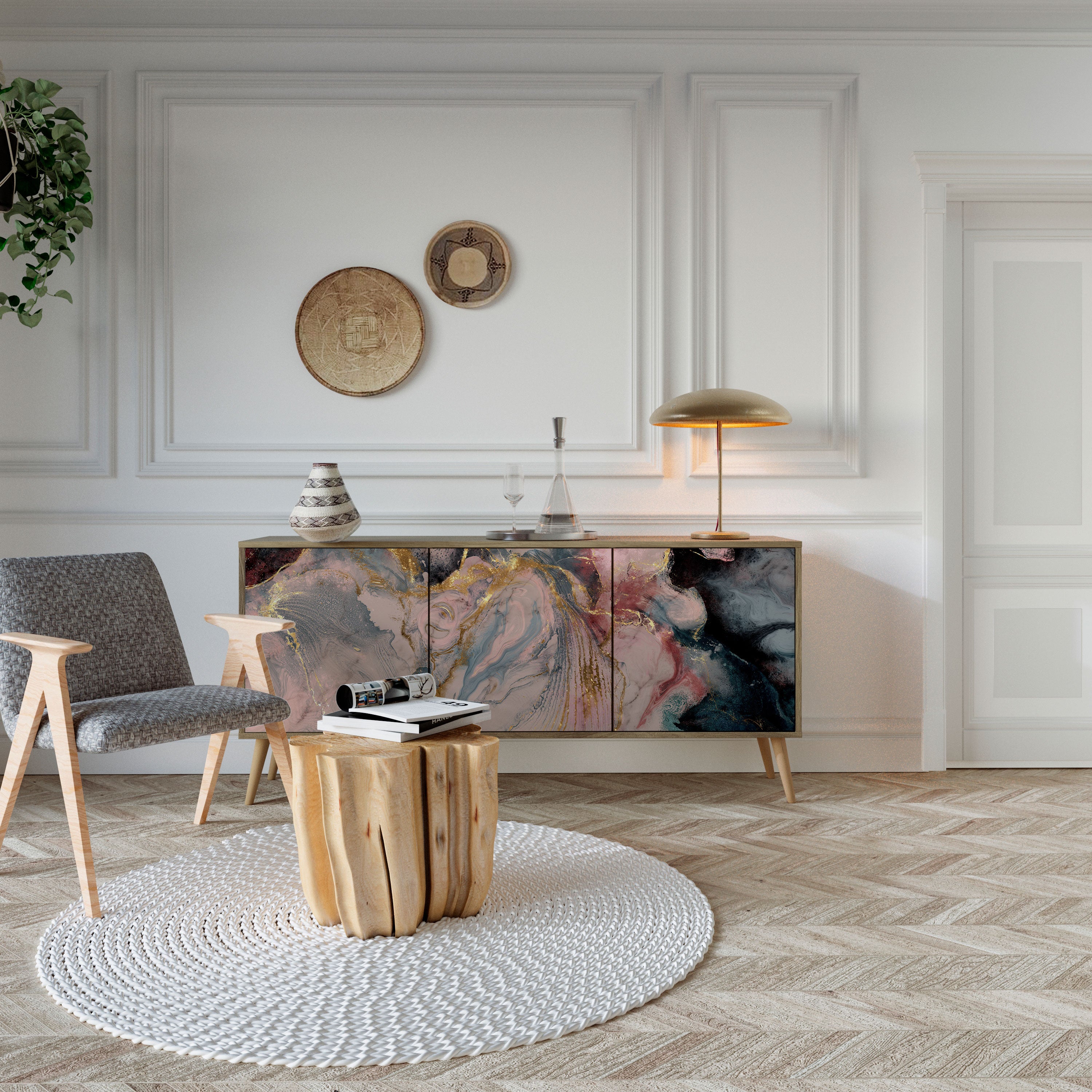 GILDED SWIRLS 3-Door Sideboard