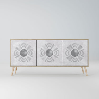 Credenza a 3 ante SOLID CIRCLES in effetto rovere