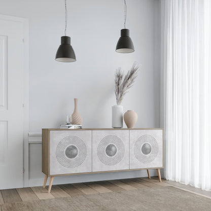 Credenza a 3 ante SOLID CIRCLES in effetto rovere