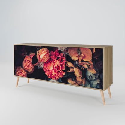 Credenza NEVERENDING BLOOM a 3 ante in effetto rovere