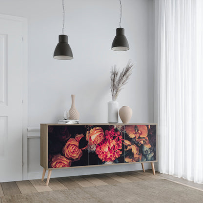 Credenza NEVERENDING BLOOM a 3 ante in effetto rovere