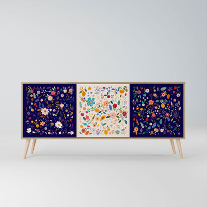 Credenza a 3 ante FLORAL COMBINATION in effetto rovere