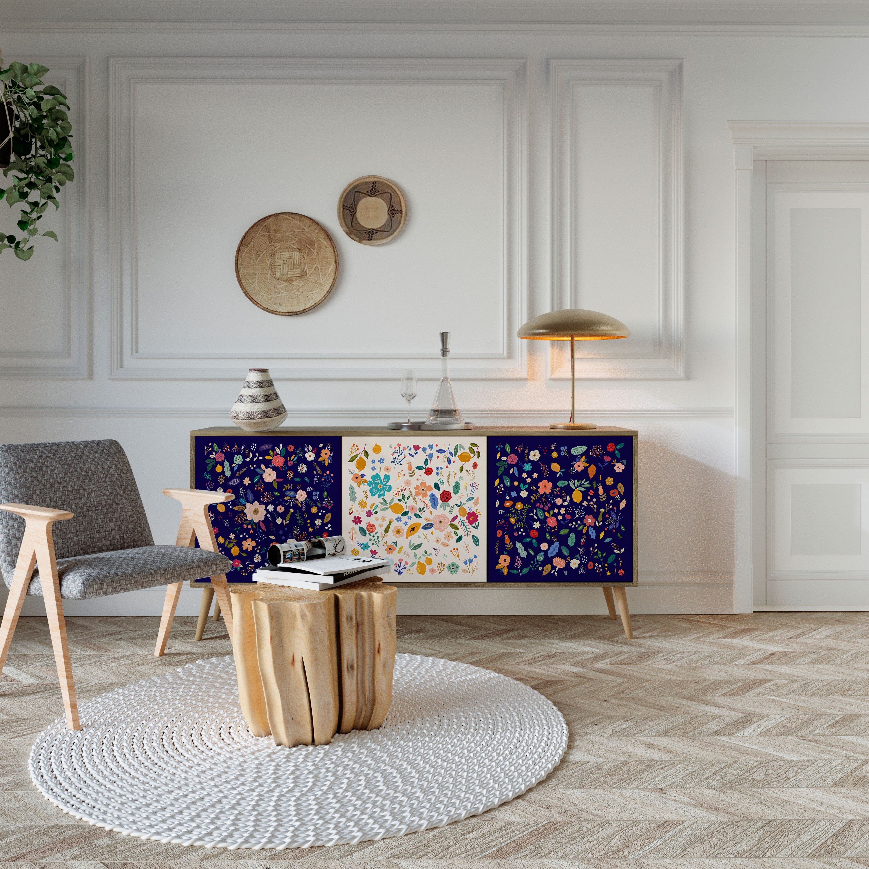 FLORAL COMBINATION 3-Door Sideboard