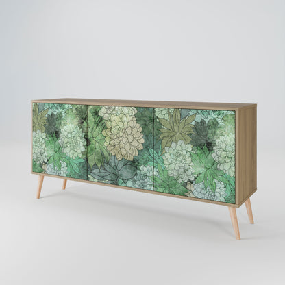 Credenza a 3 ante SUCCULENT CLUSTER in effetto rovere