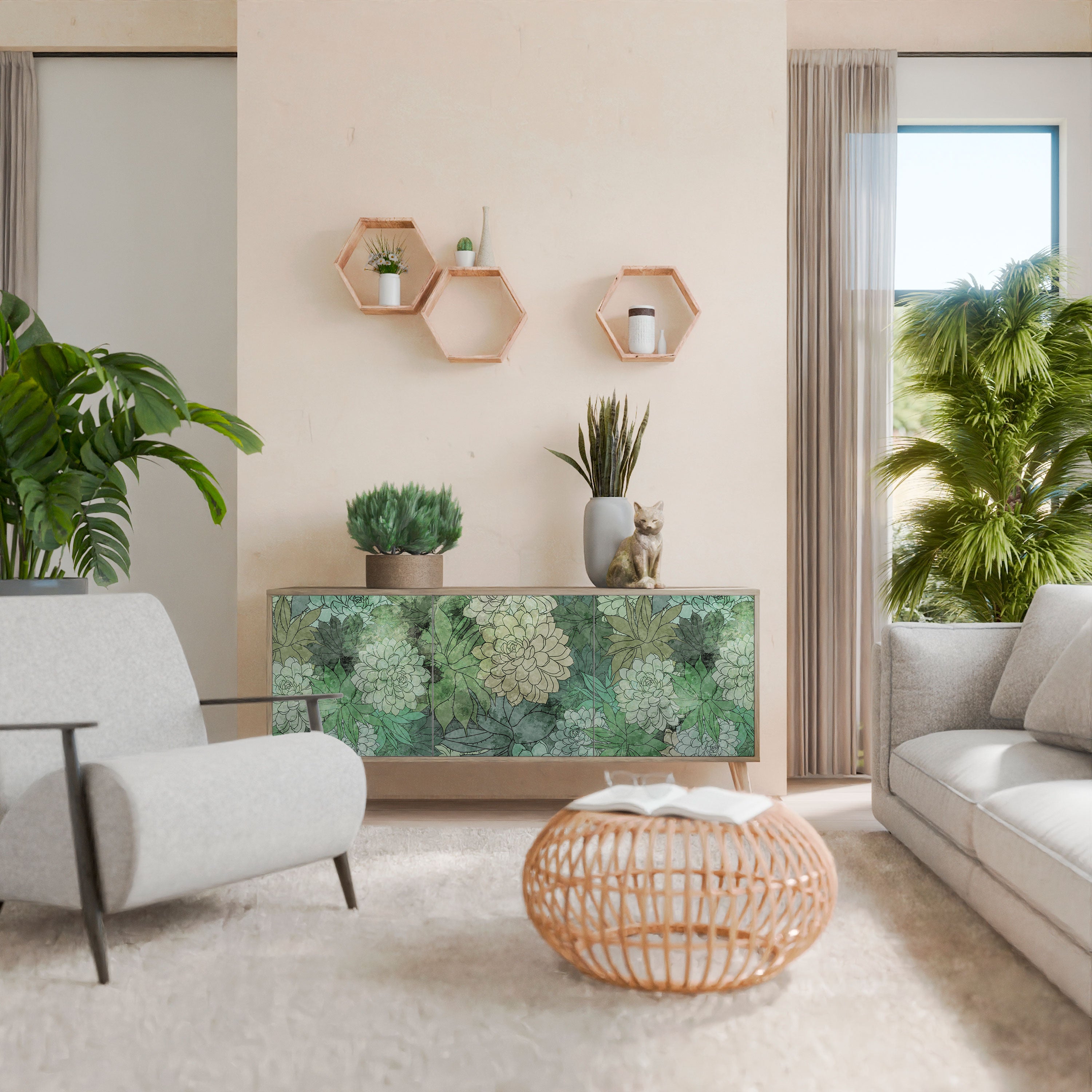 SUCCULENT CLUSTER 3-Door Sideboard