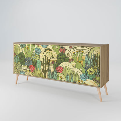 Credenza SUCCULENTS KALEIDOSCOPE a 3 ante in effetto rovere