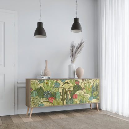 Credenza SUCCULENTS KALEIDOSCOPE a 3 ante in effetto rovere