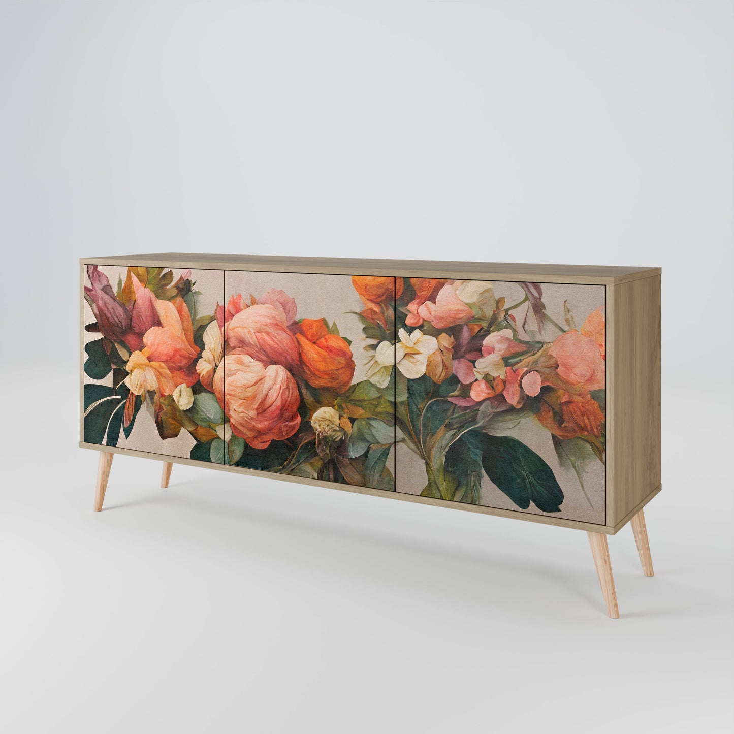 Credenza STYLISH BEAUTY a 3 ante in effetto rovere