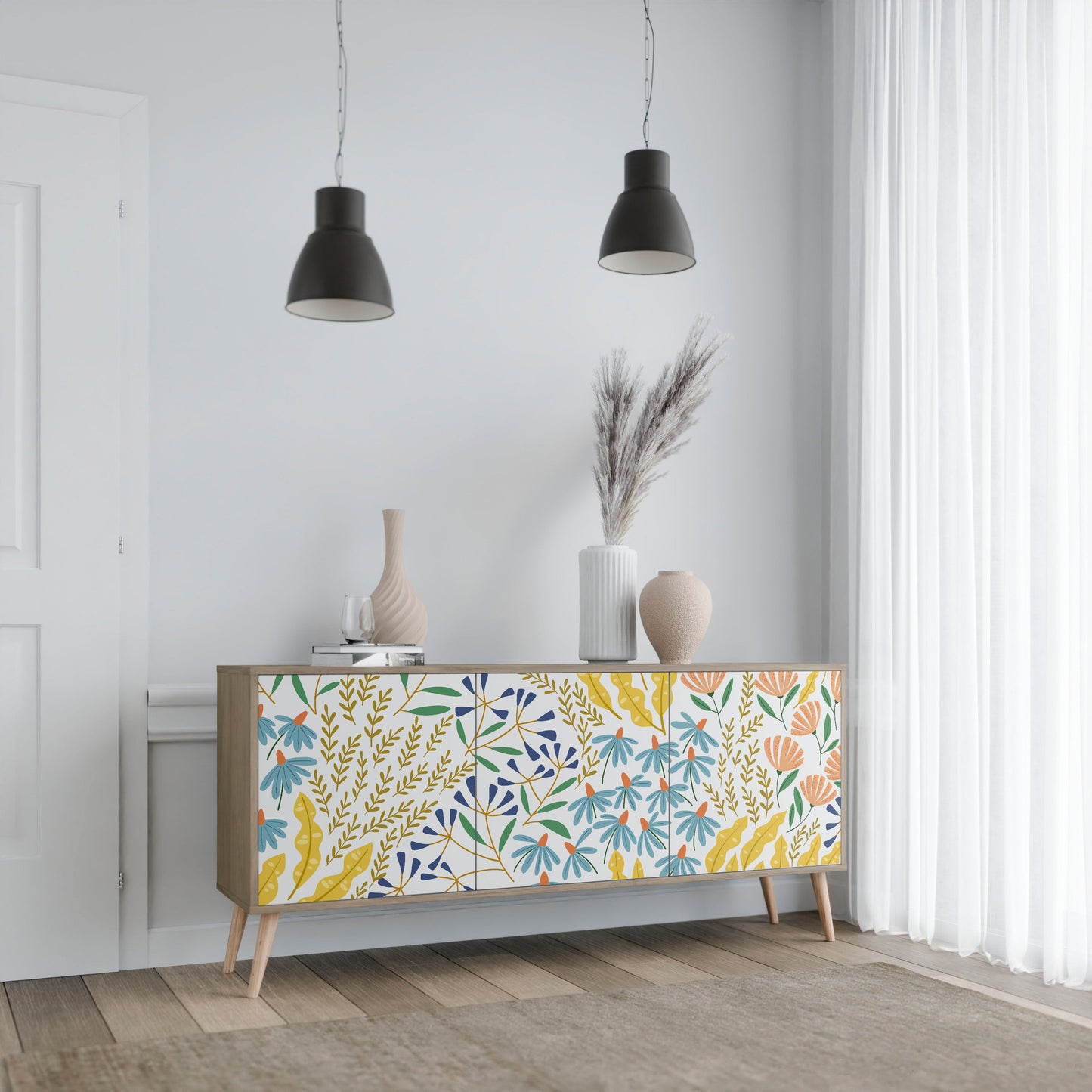 Credenza HELLO SPRING a 3 ante effetto rovere