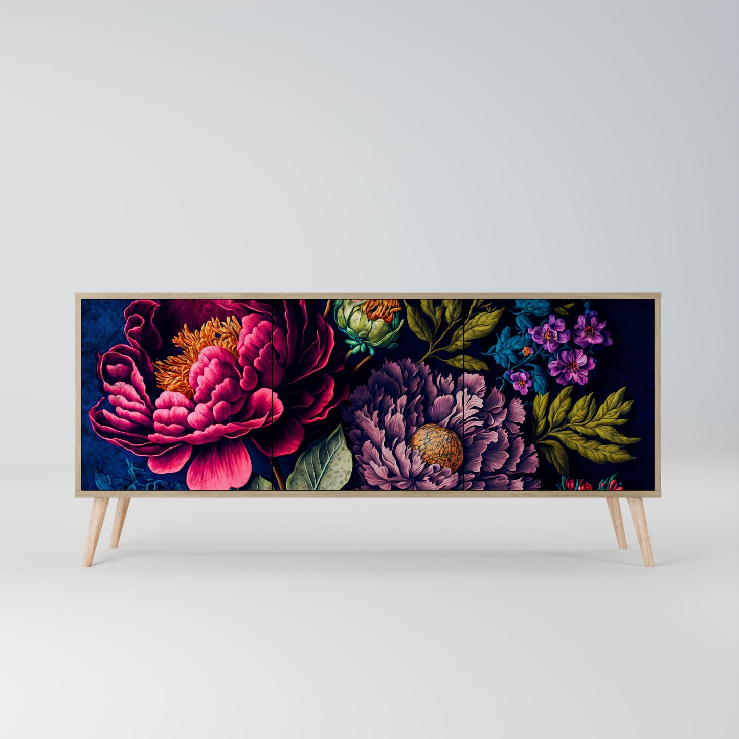 Credenza BLOOMING ELEGANCE a 3 ante in effetto rovere