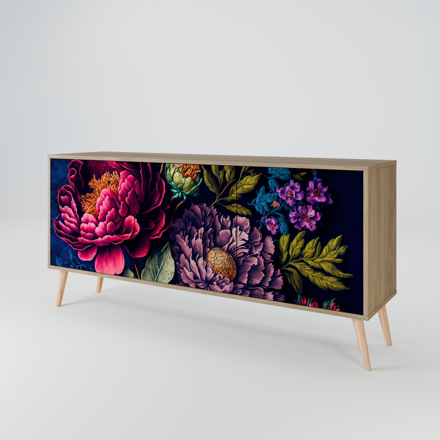 Credenza BLOOMING ELEGANCE a 3 ante in effetto rovere