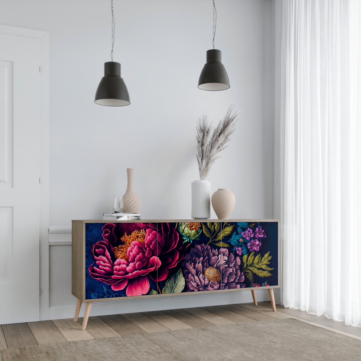 Credenza BLOOMING ELEGANCE a 3 ante in effetto rovere