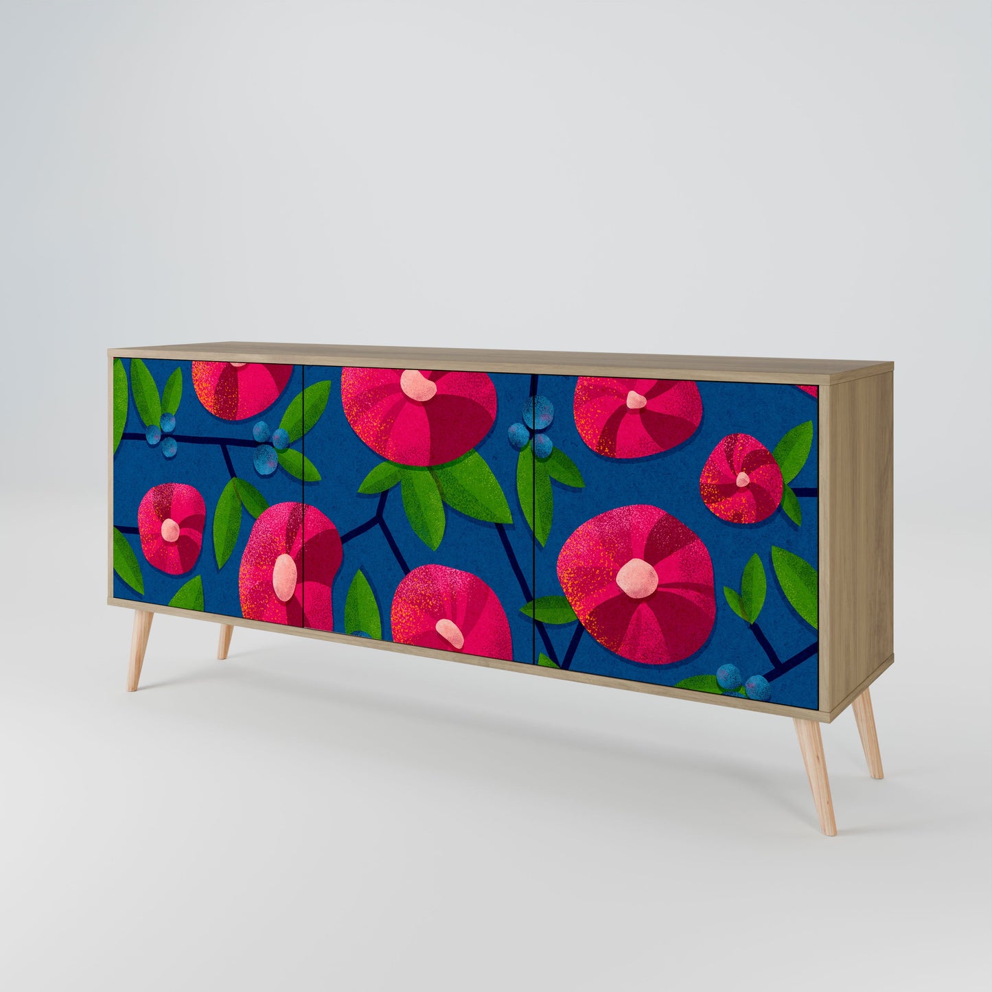 Credenza a 3 ante SPRING THOUGHTS in effetto rovere