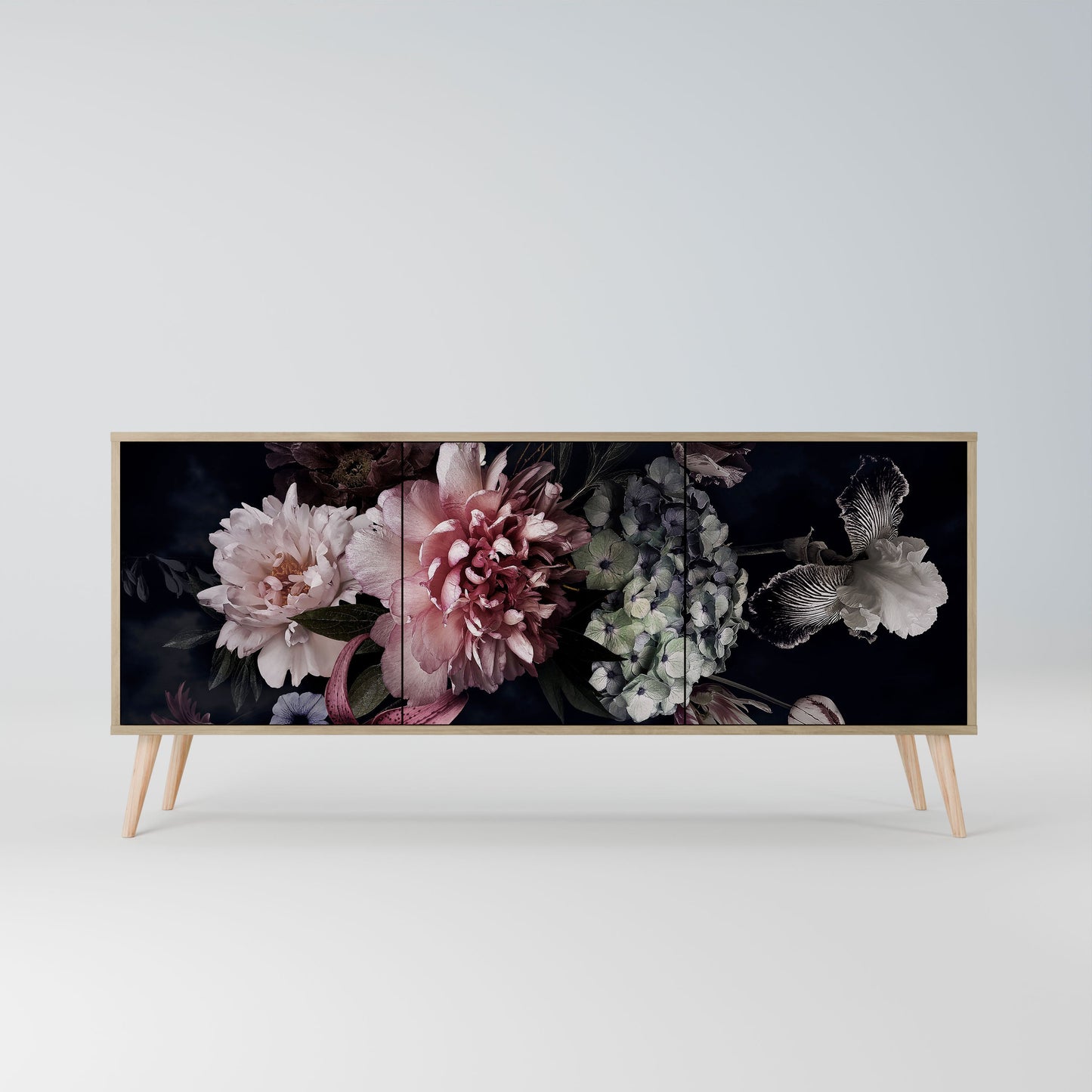 Credenza a 3 ante PURE BLOSSOM in effetto rovere