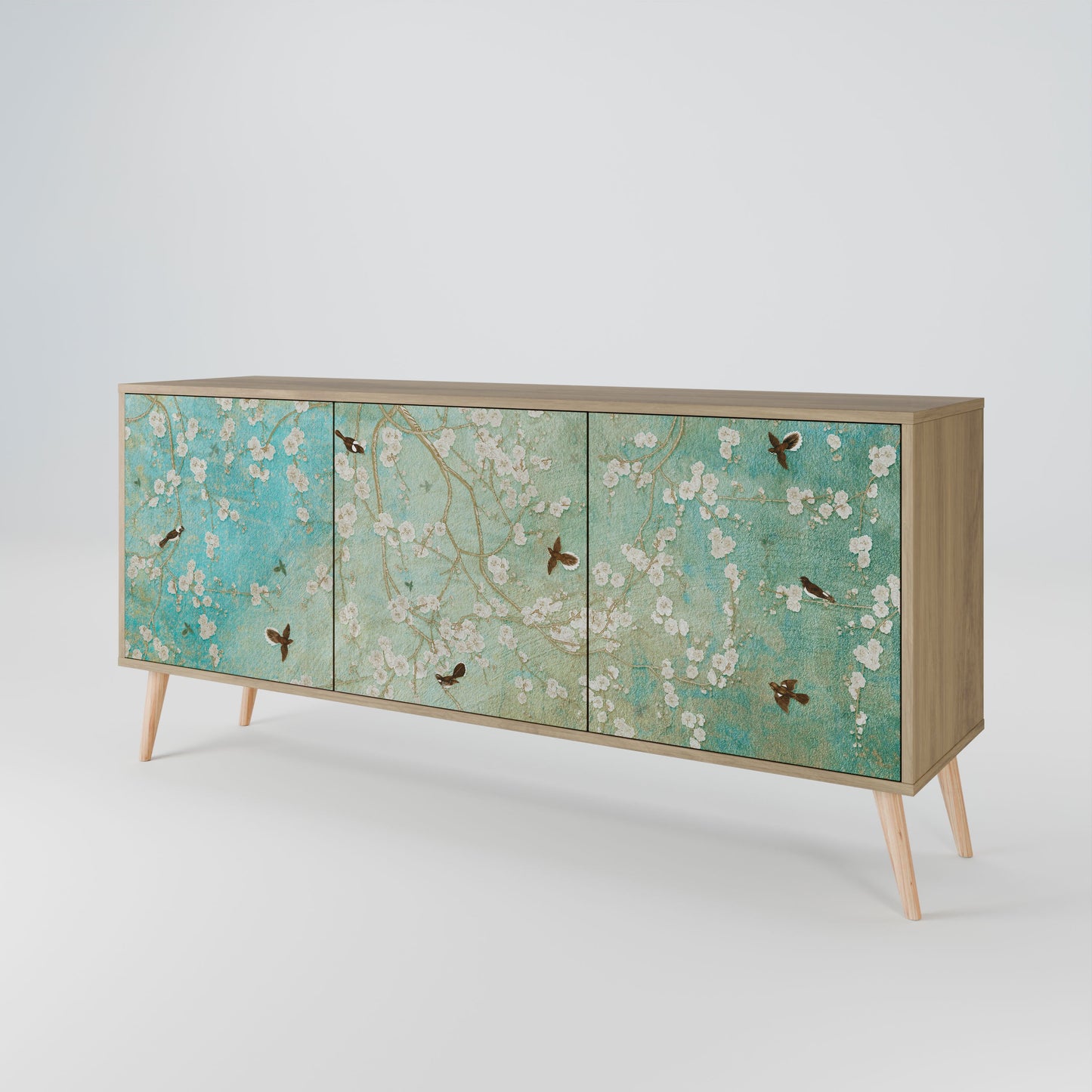 Credenza BLOOMING CHARM a 3 ante in effetto rovere